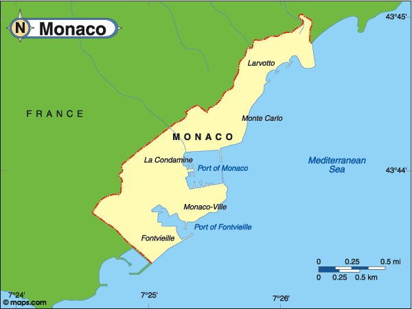 Monaco On A Map Of Europe - Map